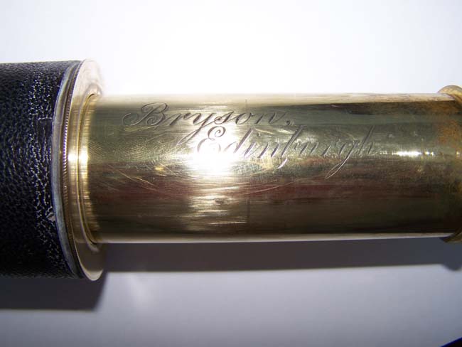 A rare 19th century Scottish Lighthouse Keepers single draw Telescope signed 'BARRAHEAD LIGHTHOUSE' and 'Bryson, Edinburgh' circa 1860. — image 3